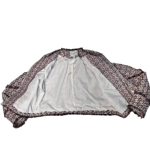 CAROLINA BELLE Montreal Crop Tweed Zip Front Multicolor Blazer Jacket Size L - Picture 8 of 16